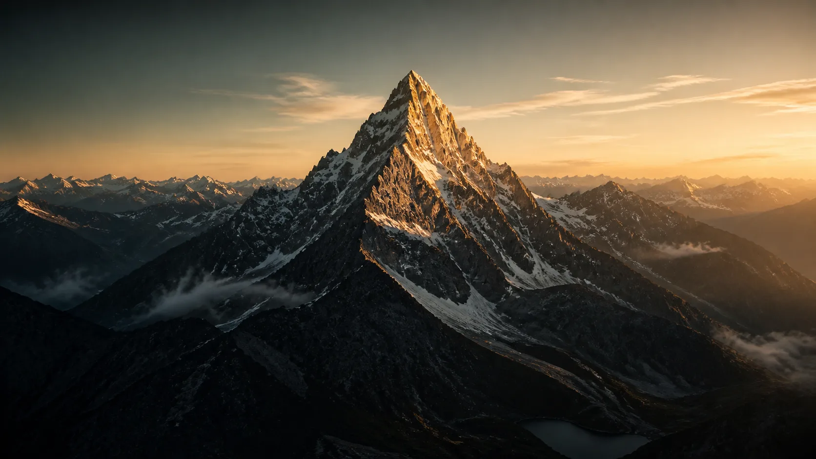 Cumbre de montaña al amanecer